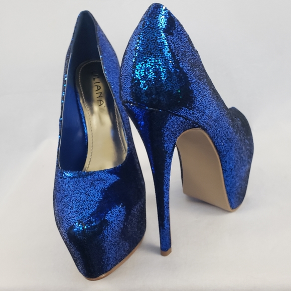 Glitter Platform Stilettos Sky High and Sexy! Sparkle Blue Size 9 - Picture 6 of 6